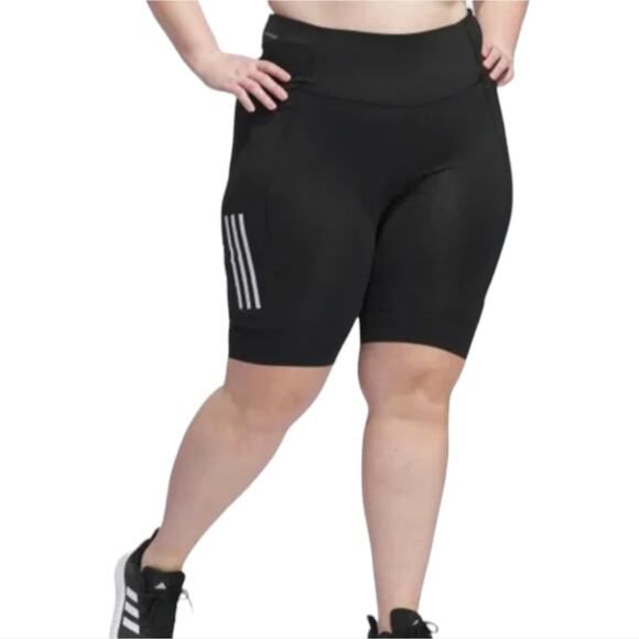 Adidas THE PADDED CYCLING Black with Reflective SHORTS PLUS SIZE 1X 2X New! - Picture 1 of 10